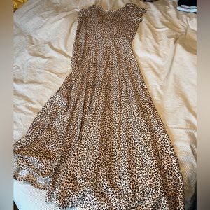 Chaps by Ralph Lauren leopard print dress with lower back and full skirt.